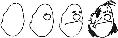 einfache Zeichnung eines Cartoon-Kopfes